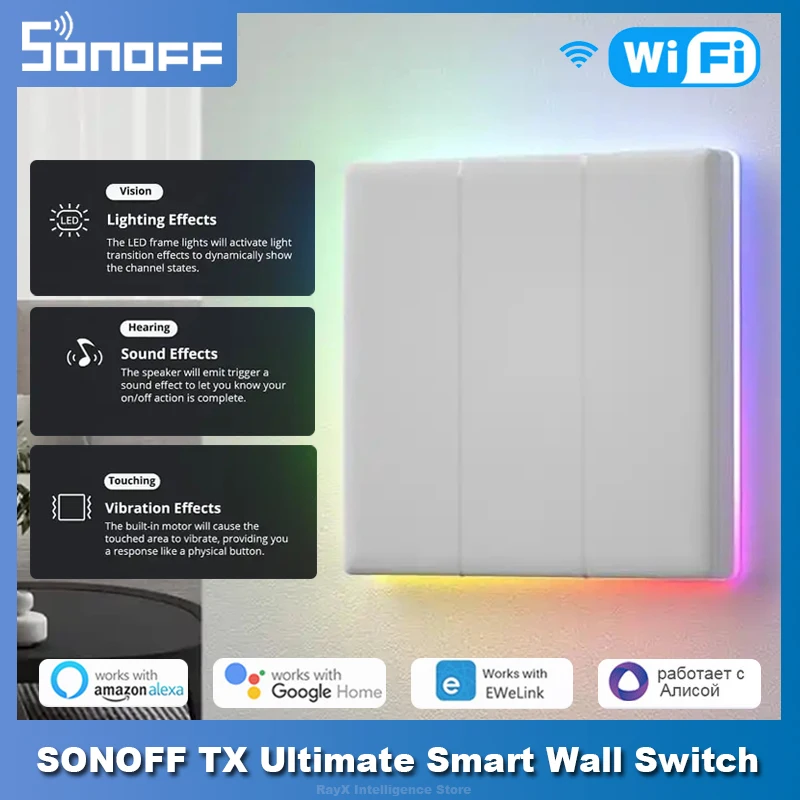 Sonoff Tx Ultimate Smart Wall Switch Full Touch Access Led Light Edge Telecomando Ewelink Multi-Sensoriale Tramite Alexa Google Home