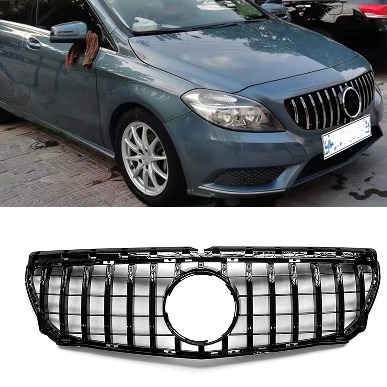 

Car Front Grille Racing Grill Upper Bumper Hood Mesh Grid For Mercedes-Benz W246 B Class 2012-2014 GT Style