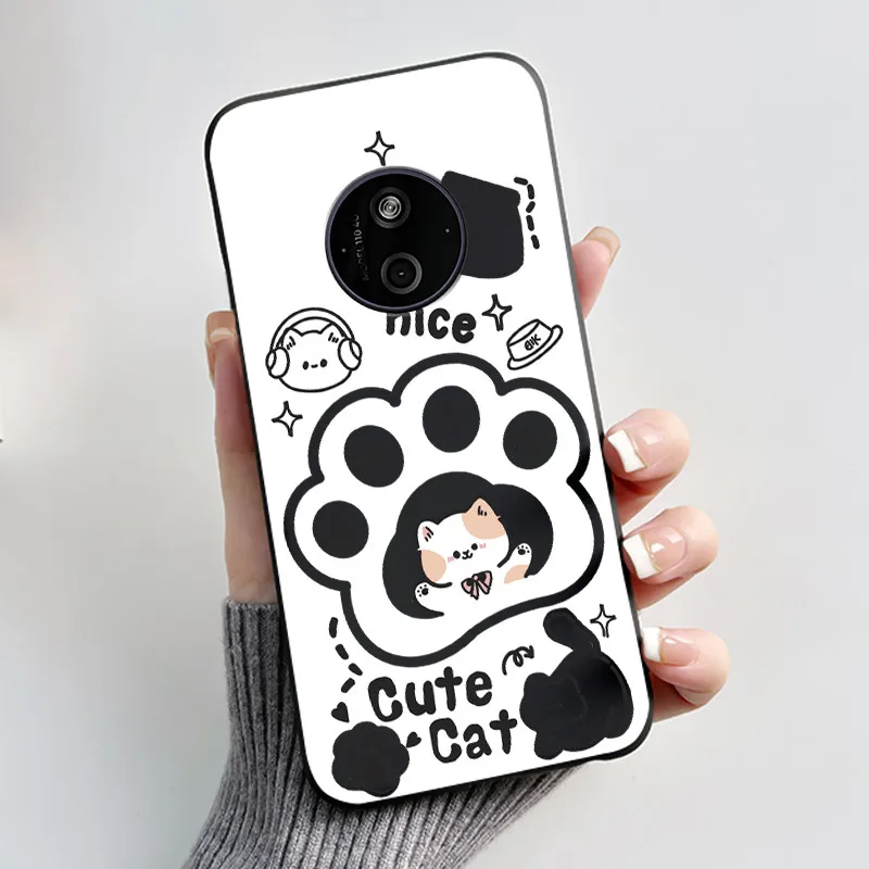Aesthetic Fashion Cat Astronaut Black Protective TPU Silicone Soft Case Cover