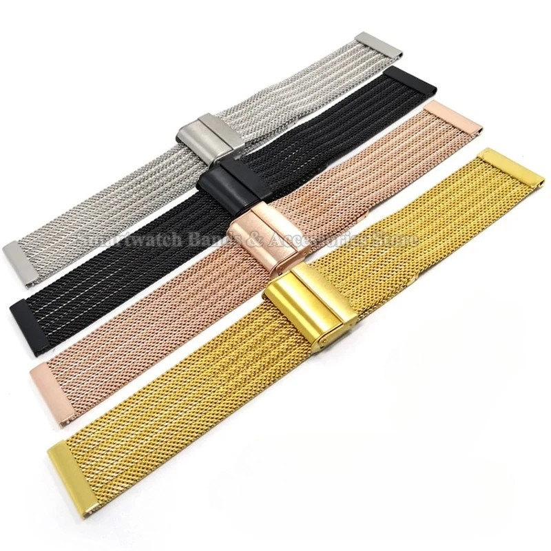 Elegant Milanese Stainless Steel Watch Strap Bracelet - Silver, Black, Gold Options