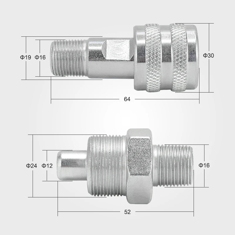 Hydraulic Hose Quick Coupler Connector ZG3/8" Male and Female Connectors 2
