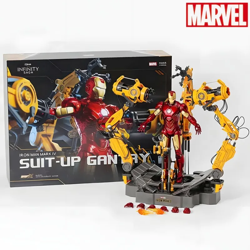 

In Stock Marvel Zd Iron Man Mk4 With Suit-up Gantry Original 1/10 Tony Stark Action Figure Collectible Model Toy For Cool Gifts