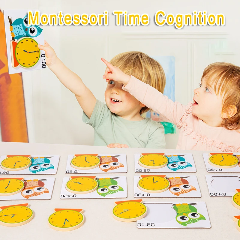Kids Owl Clock Time Learning Toys Montessori Teaching Tool Digital Time Matching Cognitive Math Toy Kindergarten Educatinal Game 2