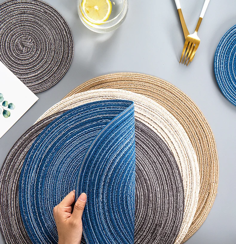

8/10/12 pcs Table placemats for table mat Ramie Insulation Pad Placemats Linen Non Slip Table Mats Home Decoration Pad Coaster