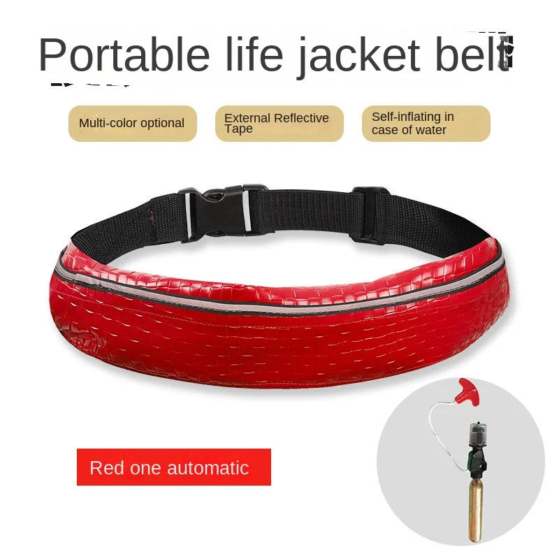 Upgraded Leather Inflatable Fishing Life-saving Waist Belt, Inflatable Large Buoyancy Swimming Ring, Adult Marine Anti-drowning