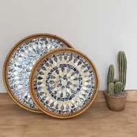 Korean Handmade Rattan Round Shell Tray Household Cake Bread Breakfast Basket Snacks Dried Fruit Plate Home Decoration Ornaments 1
