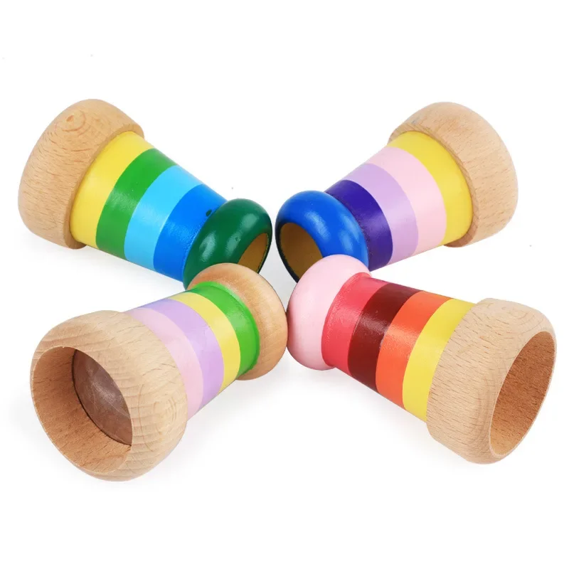 Wooden Magical Mini Kaleidoscope Toys Bee Eye Effect Polygon Prism Children Learning Early Educational Toy for Kids Puzzle Games