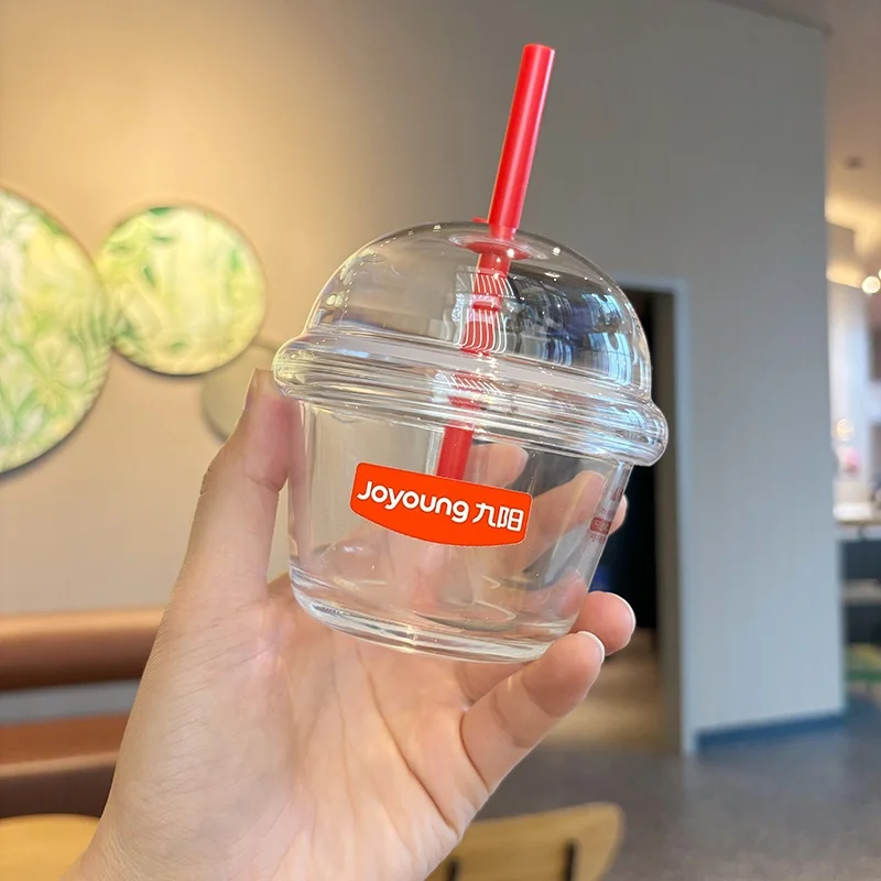 Cute Dunny Portable Cold Brew Coffee Cup St Girl's Water Bottle Ins Sle Glass Cup Heat Resistant round Cylinder Print De...