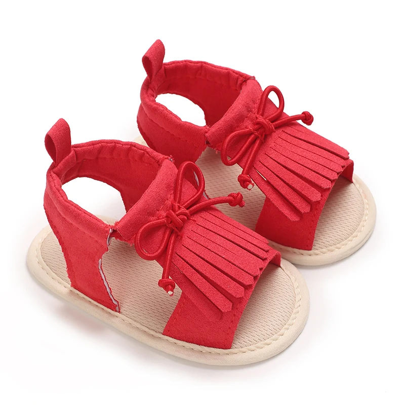 Girl Baby Summer Tassel Sandals Soft Non Slip Cloth Sole Baby Walking Shoes Vintage Elegant Children's Shoes 3
