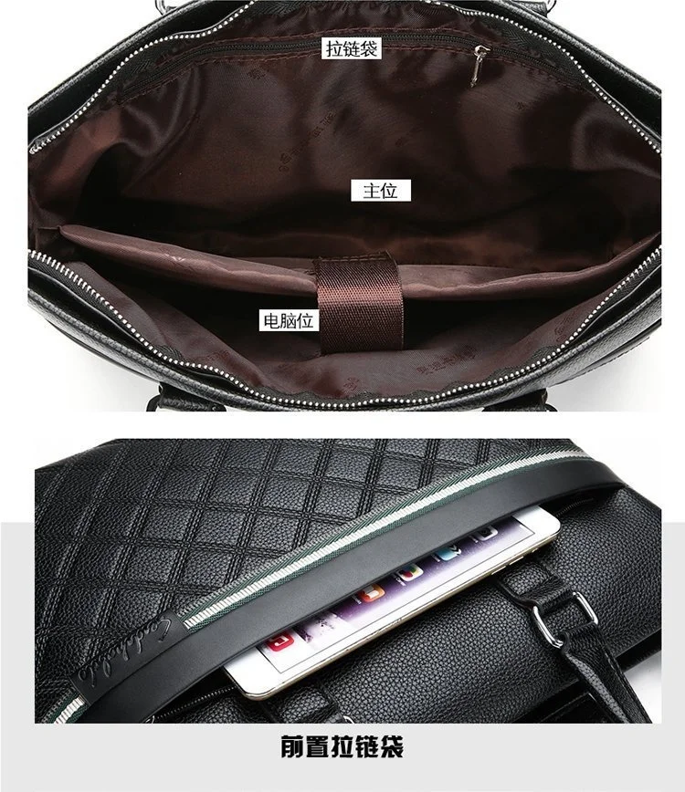 Men Handbag Set Classic Shoulder Bag Leather Bags For Man Briefcase Business Men'S Classic Plaid Design Bolsos Hombre 2022 New