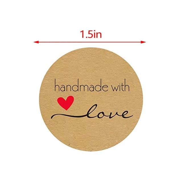 500pcs 1.5Inch DIY Hand Made Handmade With Love Label Wedding Stickers Adhesive Sticker Kraft Round Labels Wholesale price 2