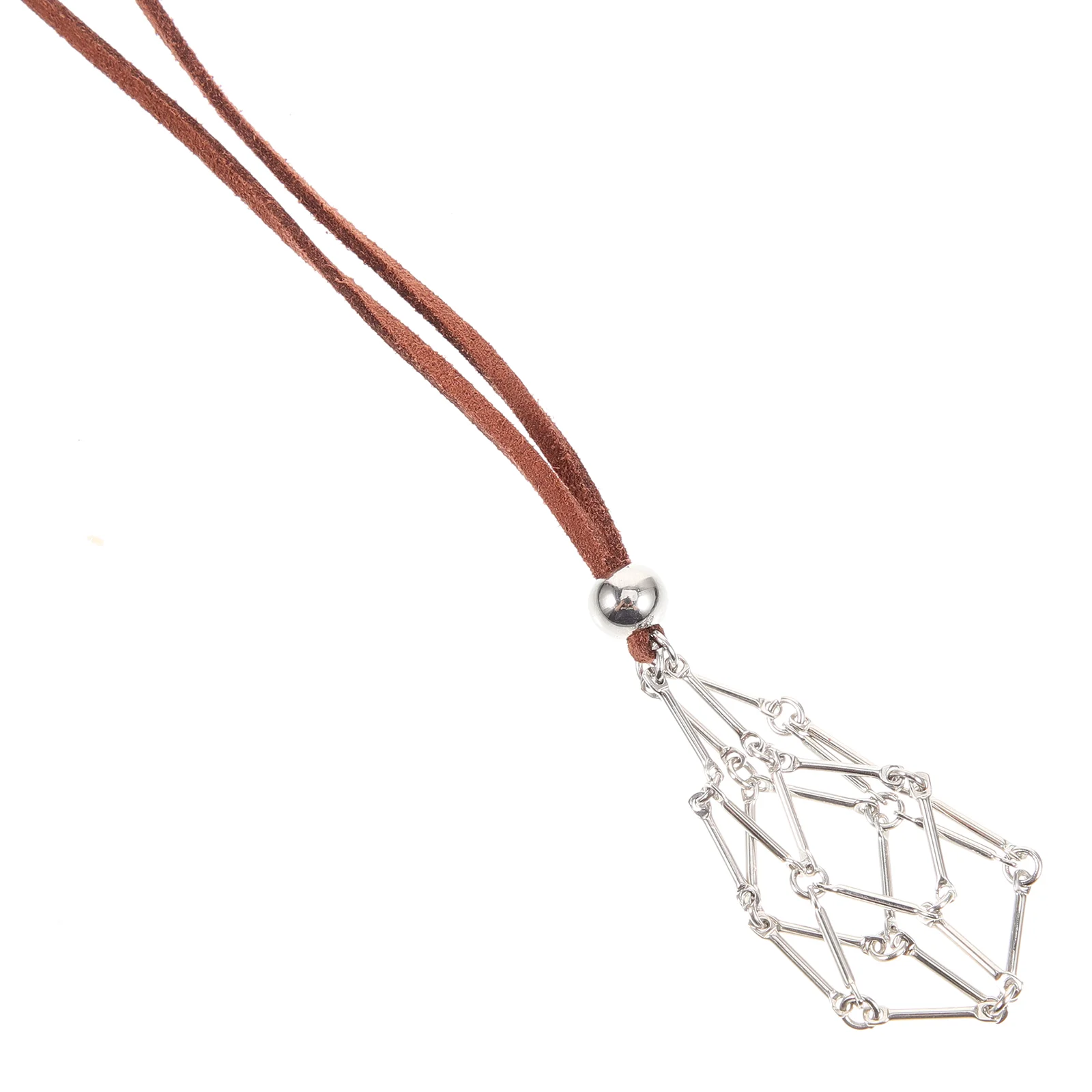 

Retro Rope Natural Crystal Raw Stone Net Bag Necklace Braided Pendant Adjustable Chain Cage Holder Necklaces Cord Metal