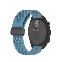 Magnetic Silicone Sport Watchband for MoonSwatch - Enhanced Replacement Bracelet Accessory (Blue)