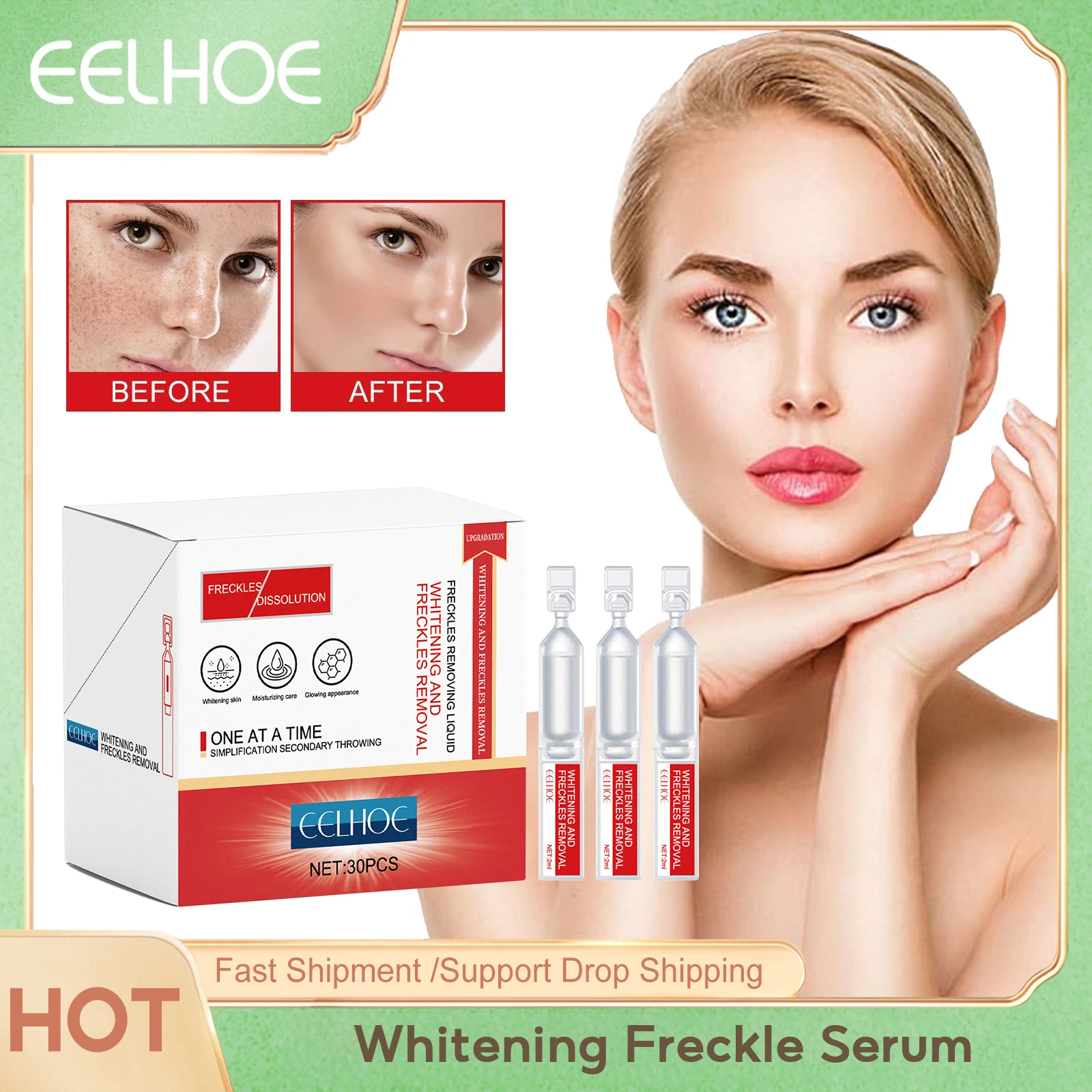 Whitening Freckle Serum Anti Dark Spots Remove Melasma Age Spots Niacinamide Fade Pigmentation Melanin Correcting Facial Essence