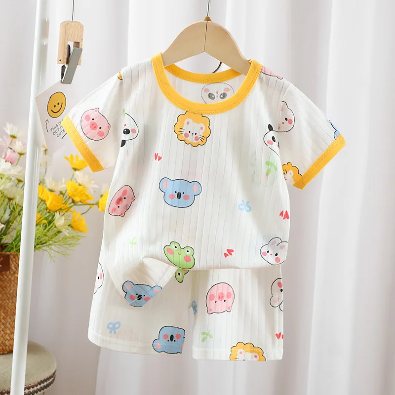 Summer Children's Clothing Boys Girls Short-sleeved Shorts Suit Baby T-shirt + Pants Pure Cotton Clothes Set kids clothing set