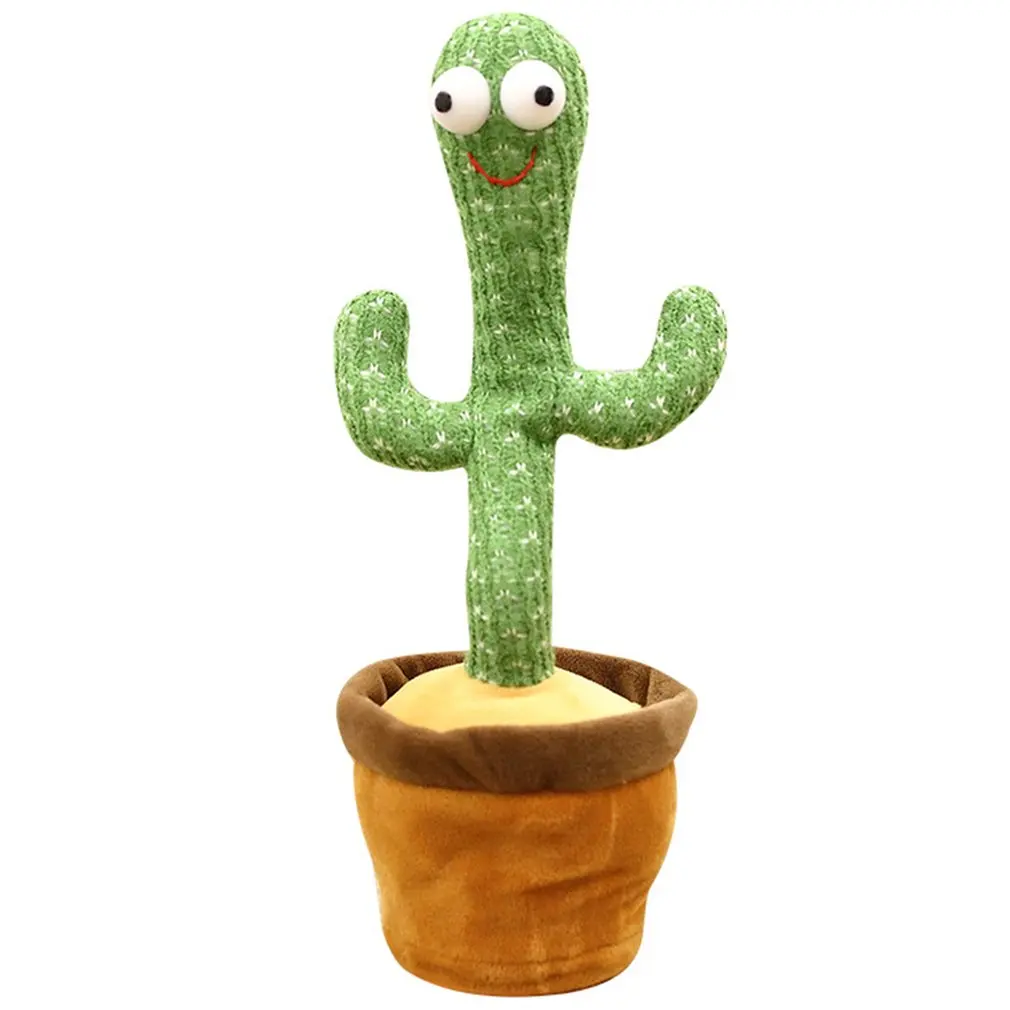 Dancing Talking Cactus Electron Plush Toy 120 English Songs LED Lighting Voice Repeat Cactus Interactive Baby Toys USB Charge