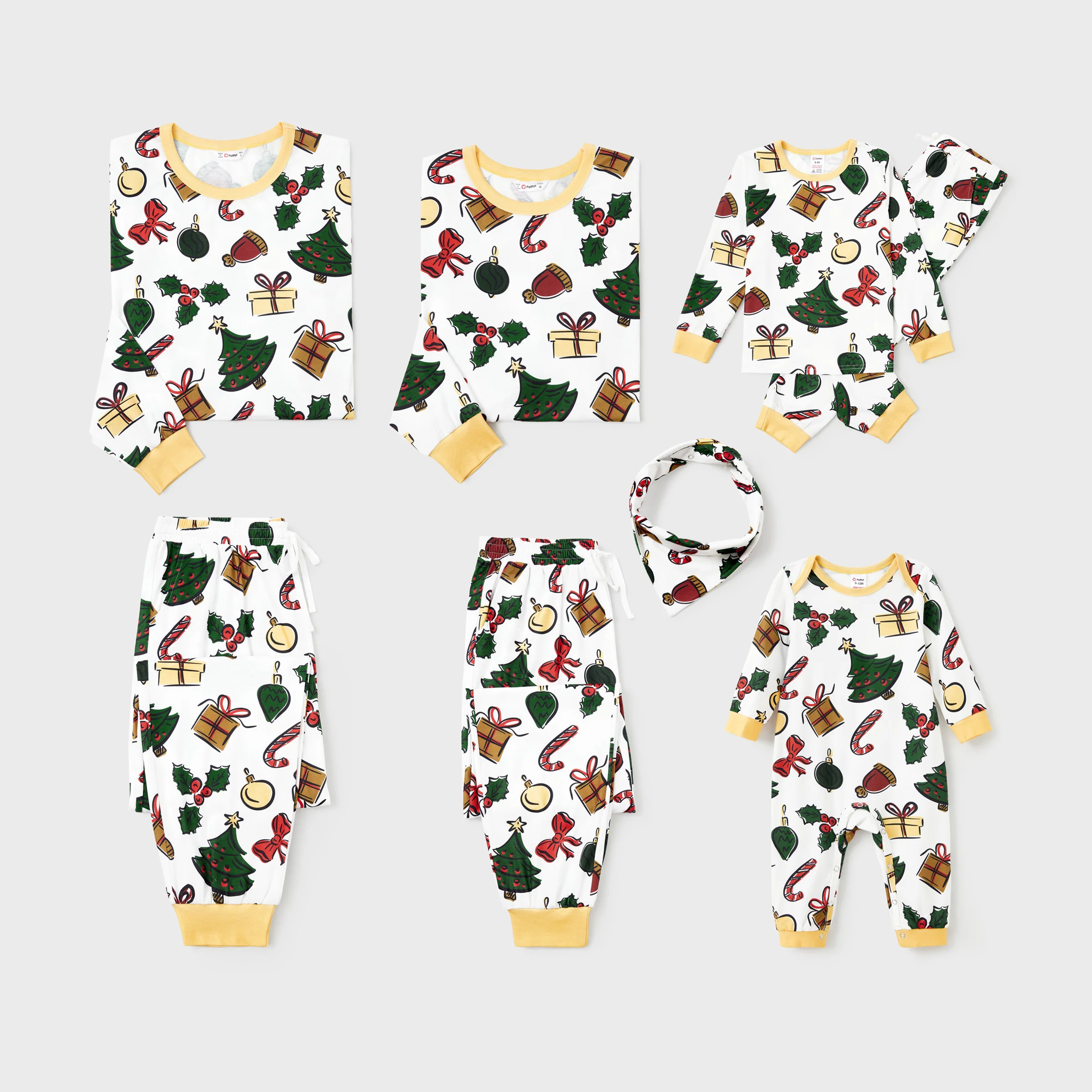 thumbnail image 2 of Pijama familiar a juego con estampado navideño de PatPat Christmas con cordón y bolsillos (resistente al fuego), 2 of 5