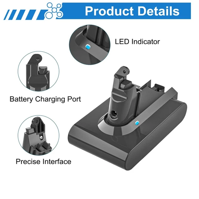 21.6V V6 Batterie Lithium Battery for Dyson DC62 DC59 DC58 SV03 SV04 SV09  V6 Animal Motorhead V6 Absolute Fluffy Vacuum Cleaner