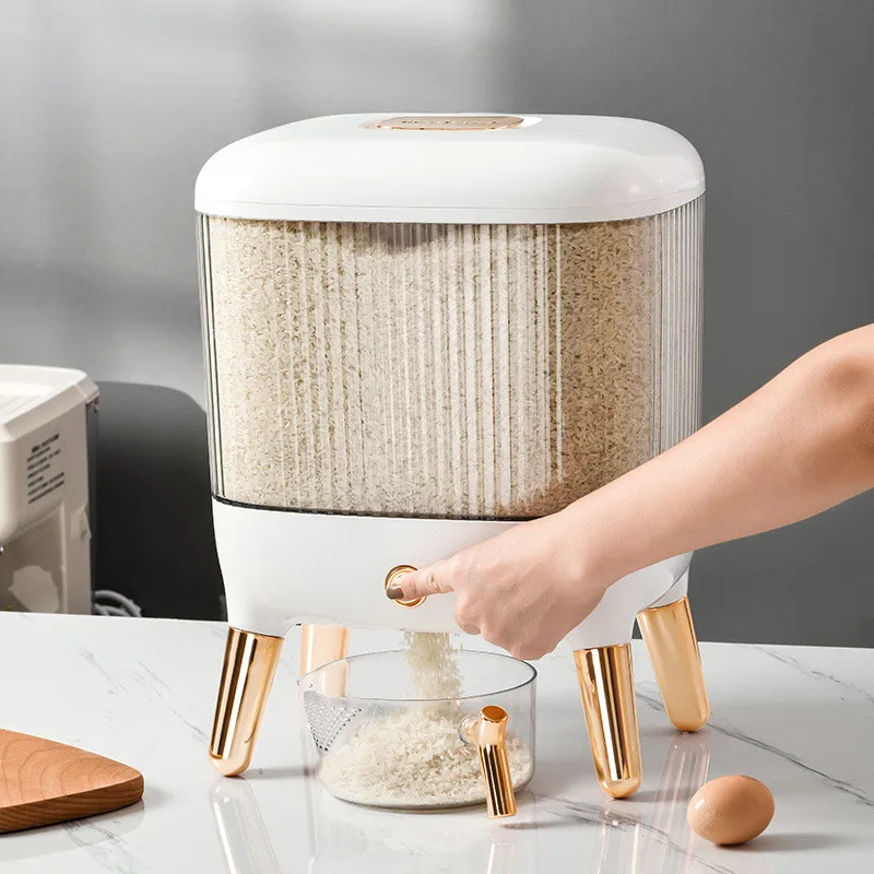 Kitchen-Storage-Container-Rotatable-Food-Storage-Rice-Bucket-6-Grid ...