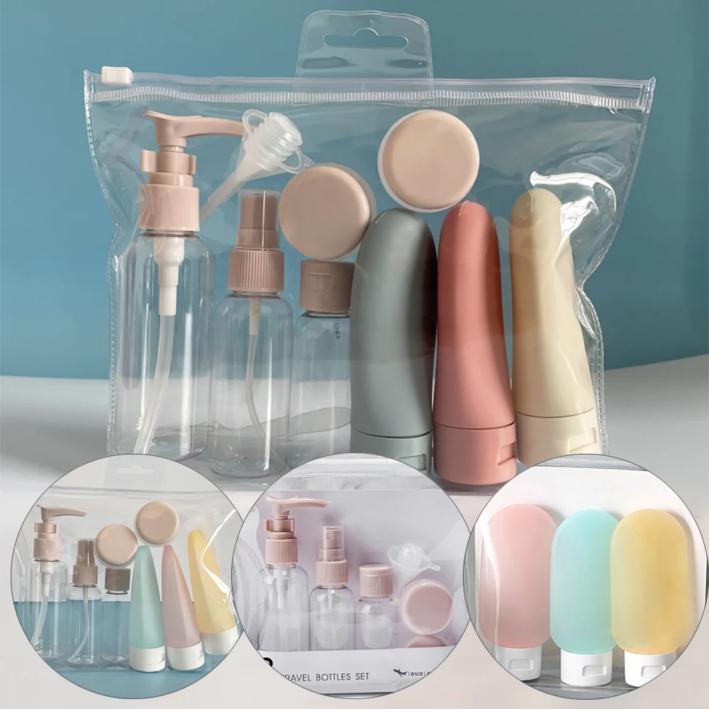 

3/8/11Pcs Travel Refillable Bottle Set Spray Lotion Shampoo Shower Gel Bottles Portable Cosmetic Empty Travel Container Jars Kit
