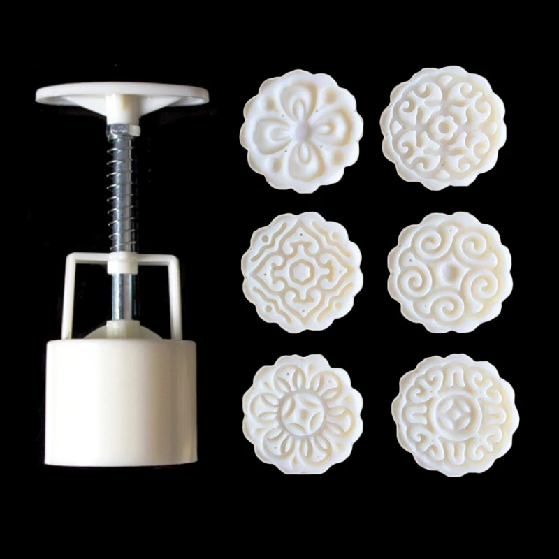 

Mooncake Mold 50g Set Hand Press Dessert Cutter Pastry Decoration Tool Drop shipping