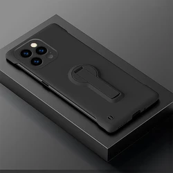 Sleek Frameless Protective Phone Case with Built - In Holder - iPhone 15 (Black)