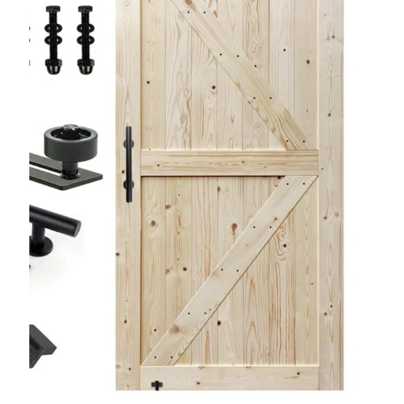 42" x 96" Unfinished Supported Multi-Section Barn Door With 8' Sliding Door Hardware Kit Double-Sided Simple Assembly Required 5