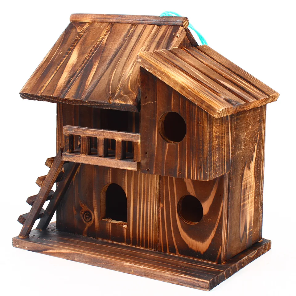 Natural Wood Bird House for Small Birds