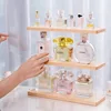 Perfume Organizer Dustproof Transparent Cosmetic Skincare Display Stand Acrylic Solid Wood Dressing Table Desktop Storage Box 3