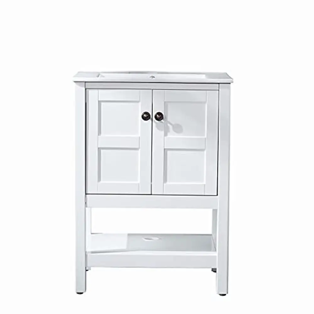 Description Picture 4 of item24" Modern Solid Wood Bathroom Vanity Set with Undermount Vessel Sink Free Standing 2 Doors Storage Durable & Waterproof Easy