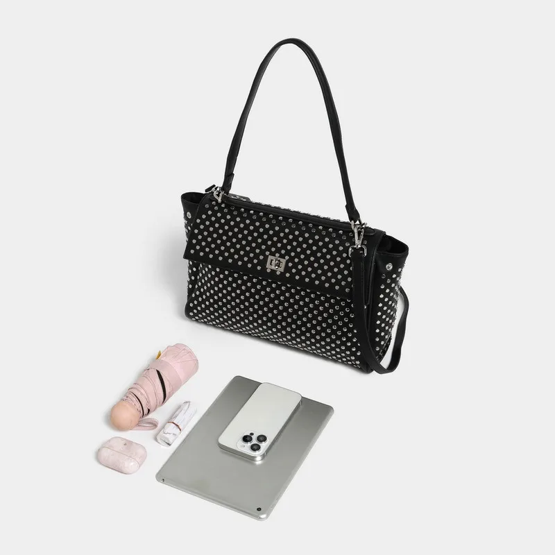 NEW Hand bags for women purses and handbags luxury designer rivet rhinestone shoulder bag Large Capacity Travel shopper tote bag