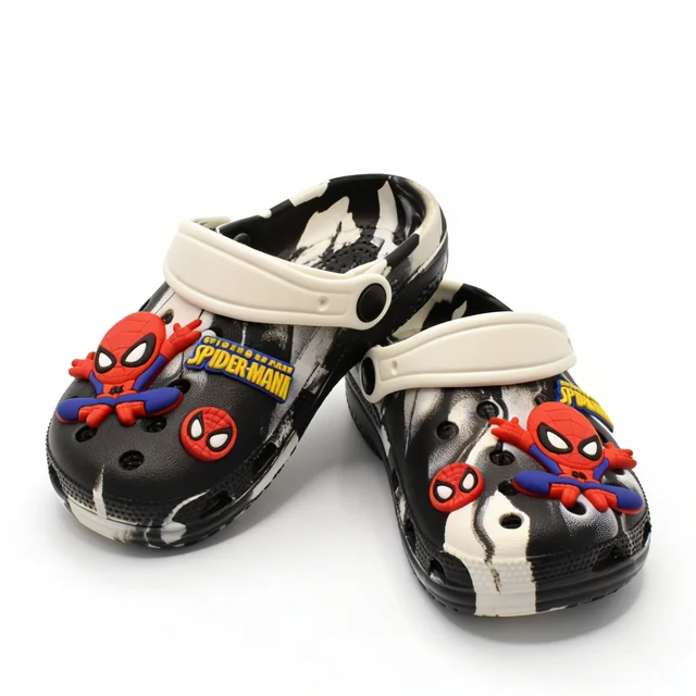 Marvel Kids'Slippers EVA Fashion Summer Spider-Man Flat Home Slipper For Boys Anti-slip Thick Bottom Black Khaki Size 24-35