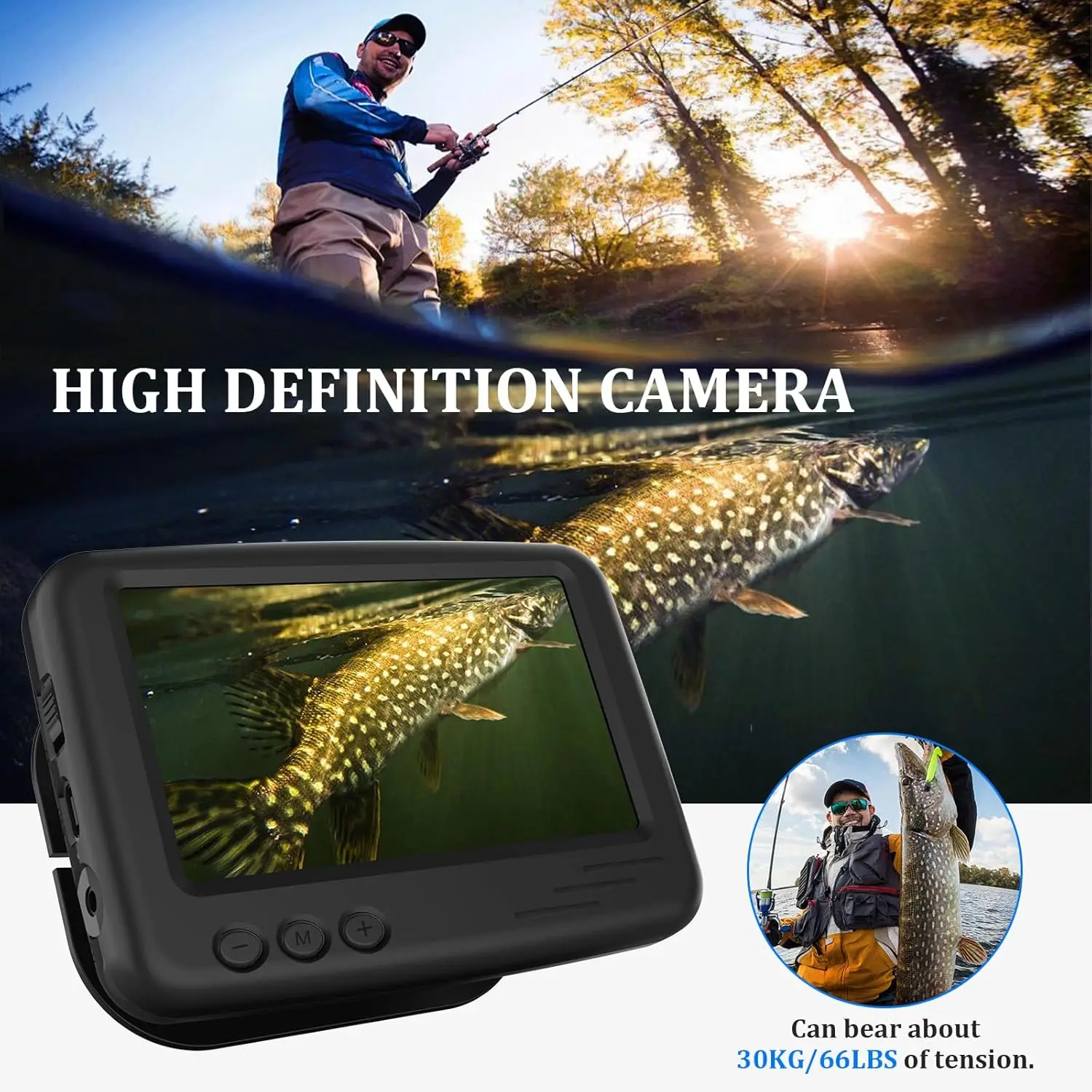 Support de bobine FarmNix pour fishfinder 20M - Support avec pare-soleil et sac de transport noir