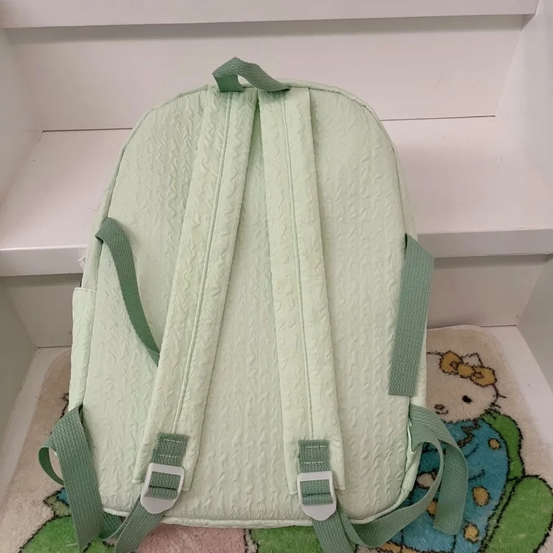 2024 Green Dog Flower Butterfly Plaid Backpack Casual Big Capacity Schoolbag Handbag Student Leisure Travel Backpack