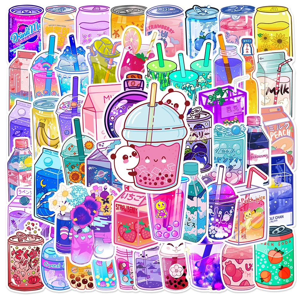 10/30/50PCS INS Cute Drink Aesthetic Stickers Cartoon Decal Graffiti Laptop Phone Diary Car Kawaii Decoration Sticker Kids Toys 200 sheets sketchbook diary for drawing painting graffiti hard cover white paper sketch book notebook office school supply gift