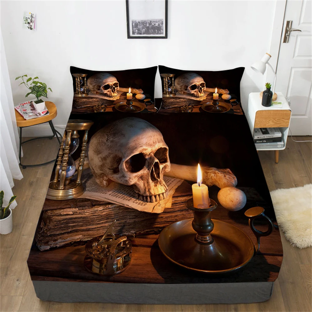 Juego de edredones 3D con estampado de calavera para hombre juego de cama de