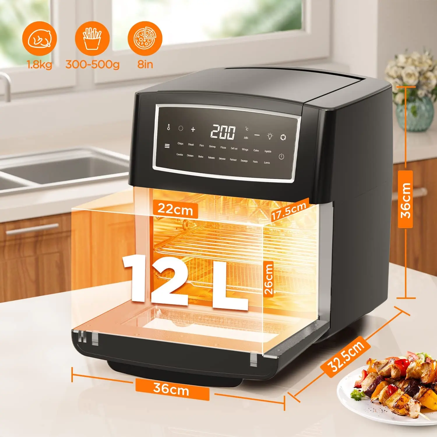 CalmDo Kitchen Hot Air Fryer Oven 12L Olil Free Fryer with 18 Programs Keep  Warm Function Touch Screen Smart Air Fryer Oven| | - AliExpress