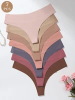 Lot de 7 strings sans couture pour femmes, taille basse, confortables, respirants, invisibles, sous-vêtements quotidiens 2