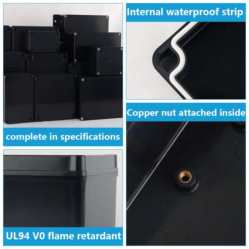 ABS Waterproof Box Electronic Safe Case Plastic Boxes Black Wire Junction Box Plastic Organizer IP67 Waterproof Enclosure electronic enclosure case electrical junction box electrical box
