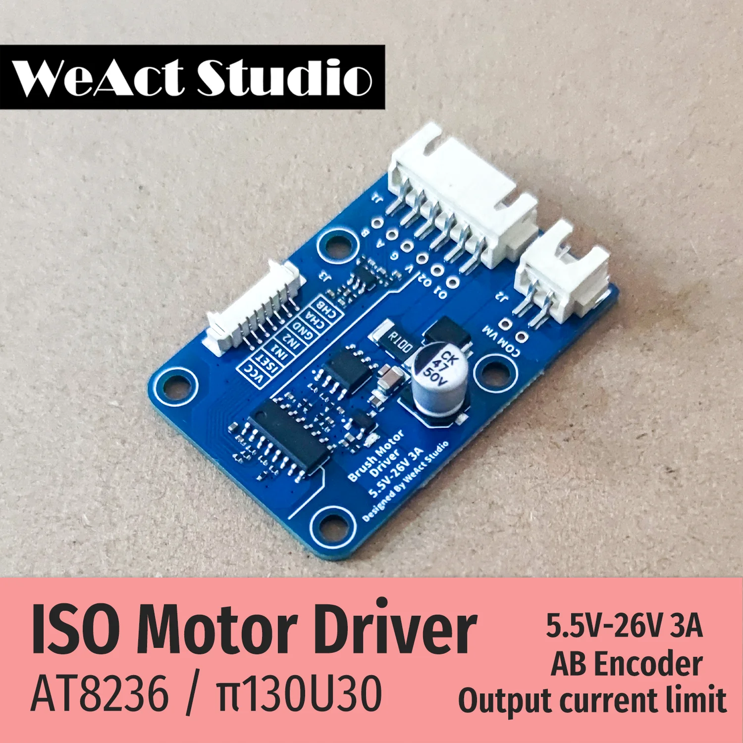 WeAct 모터 드라이버 컨트롤러 보드, L298N 대신 인코더 단일 채널 DC5.5V-26V 3A 모듈 지원, AT8236 절연 브러시