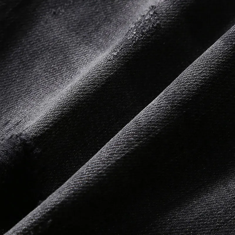 Bike Street Fashion Men's Jeans High Quality Retro Blue Elastic Slim Fit Panel Designer Jeans Homme Hip Hop Jeans for Men