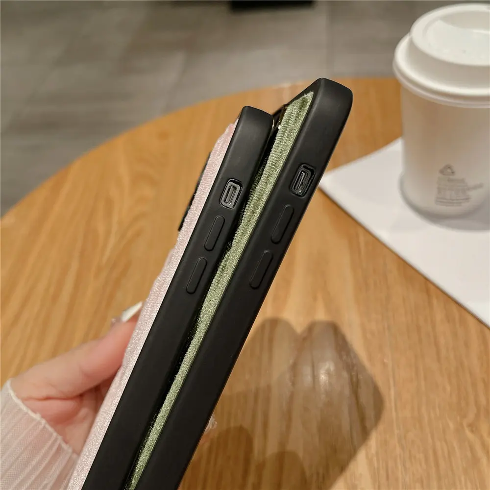 Custodia morbida al tatto in pelliccia con motivo a cuore 3D per iPhone 15 14 Plus 12 13 11 Pro Max, pellicola protettiva antiurto in vetro temperato_voghion.com