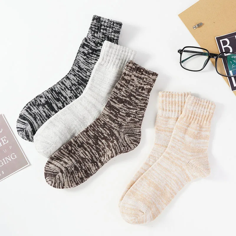 

Носки мужские средней длины, теплые зимние утепленные хлопковые, забавные винтажные воздухопроницаемые, 4 пары/комплект