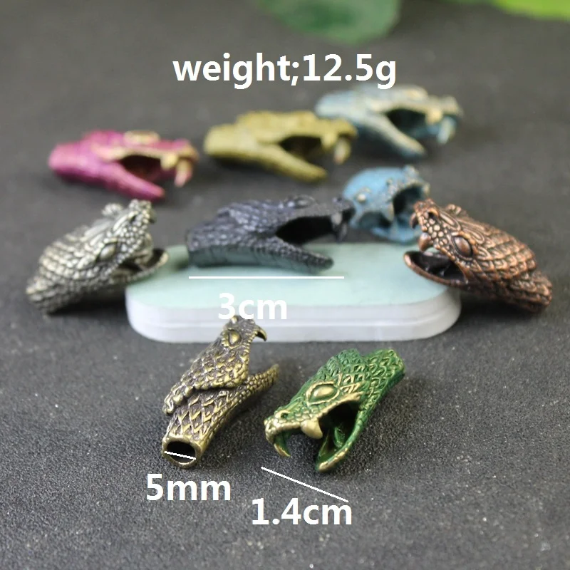 DIY Python Snake Head Knife Bead Pure Brass Handmade Woven Paracord Lanyard Pendant Accessories Vintage EDC Outdoor Tool Hanging