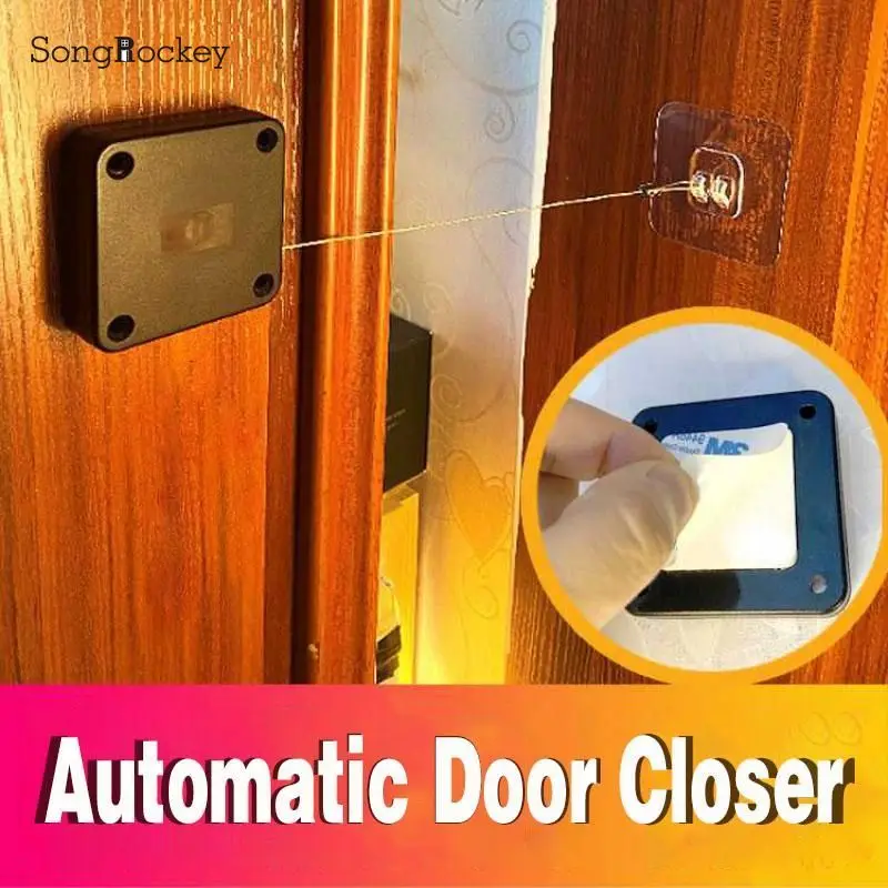 Door Closer Automatic Punch-Free Drawstring Bracket Doors