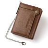 Men PU Leather Short Wallet With Chain Zipper Clutch Wallet Male Short Trifold Purse Card Holder Change Coin Purse 5