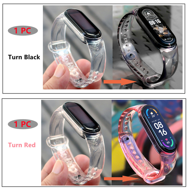 Color Change Strap For Xiaomi Mi band 5 6 Replacement Smart watchband Bracelet for Mi band 6 5 Strap Wristbands Pulseira