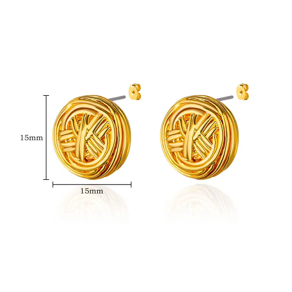 Steel Button Earrings Wedding Gold Color