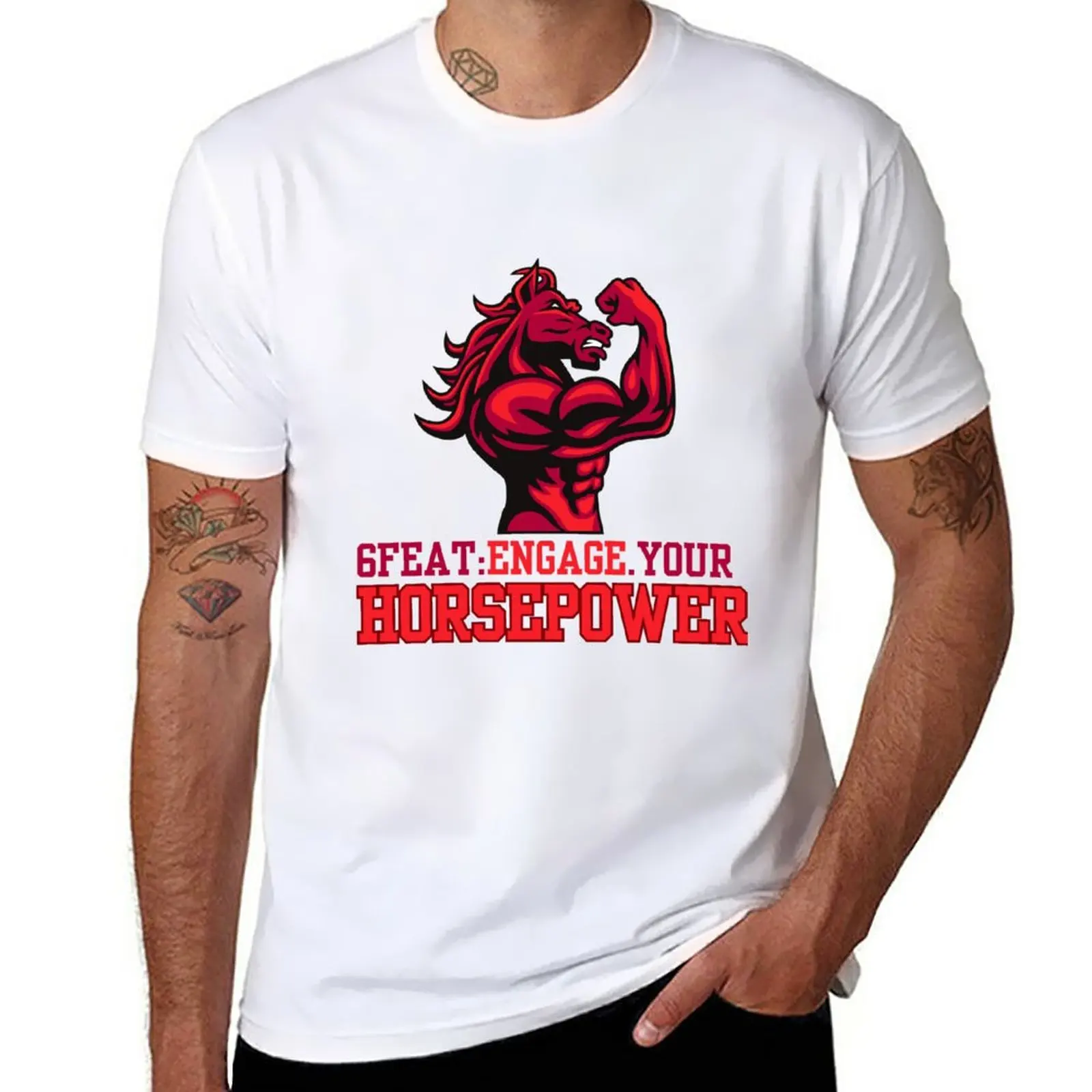 

New 6F Engage Your Horsepower T-Shirt plus size t shirts t shirt man heavyweight t shirts mens cotton shirts