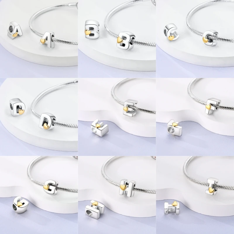 Fit Qikaola 925 Original Bracelets Love 26 English Letters Series Silvering Charms Beads For DIY Birthday Jewelry Making 2